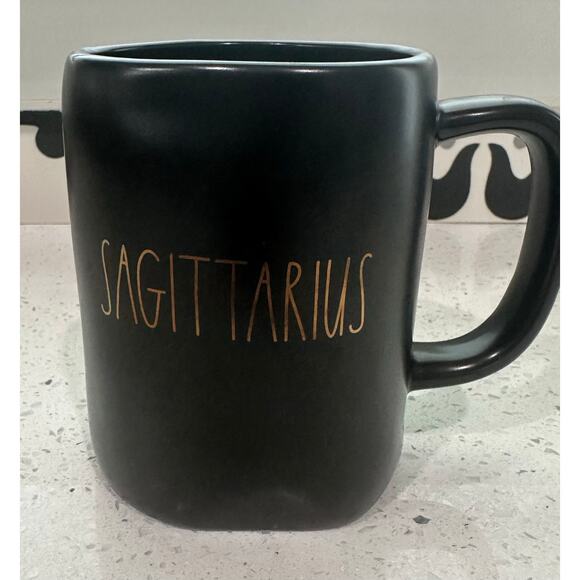SAGITTARIUS Sign Gold Letter Zodiac Astrology Black Rae Dunn Coffee Tea Mug Cup - Picture 1 of 2